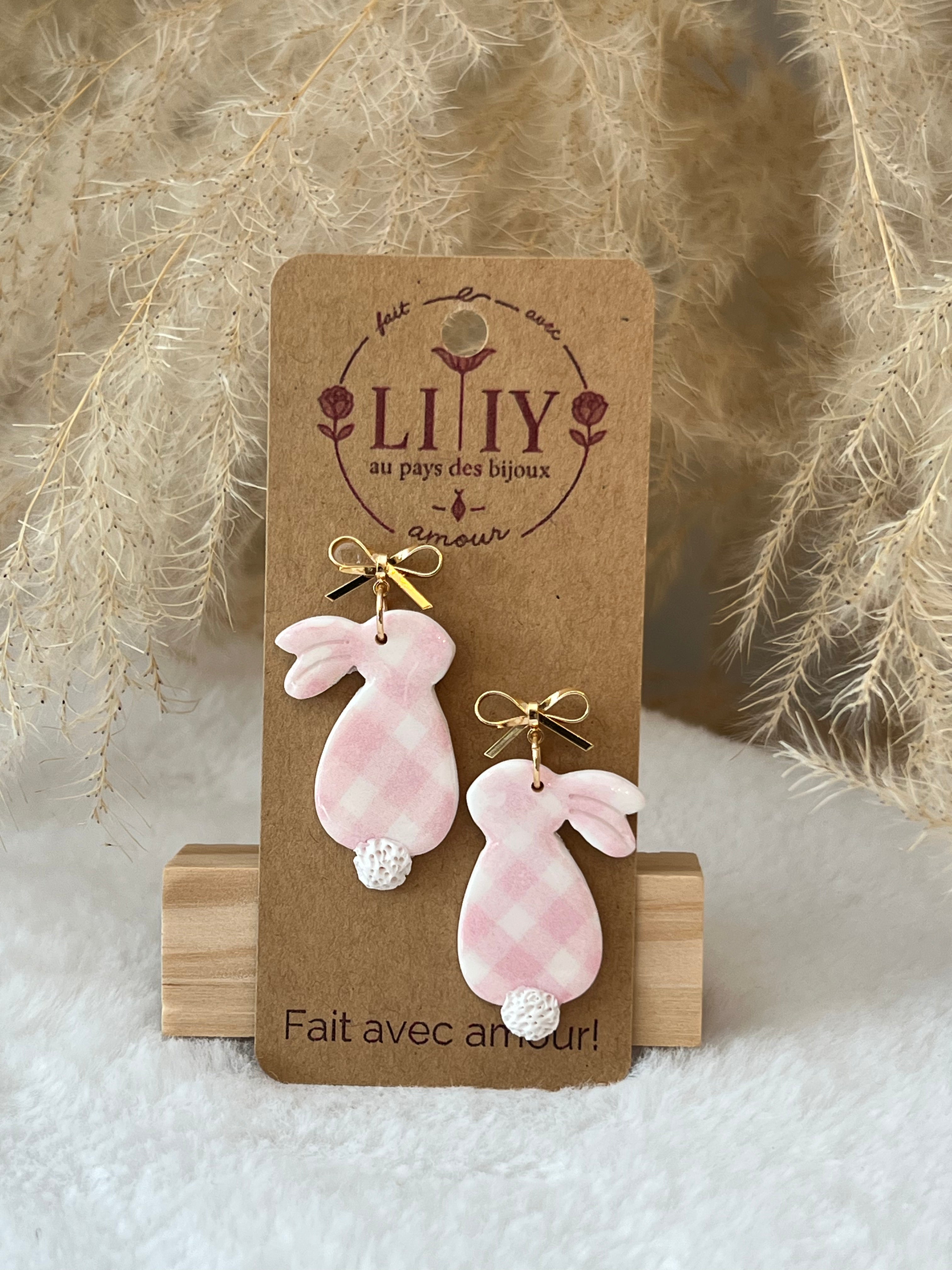 🐰 Petit lapin vichy rosé